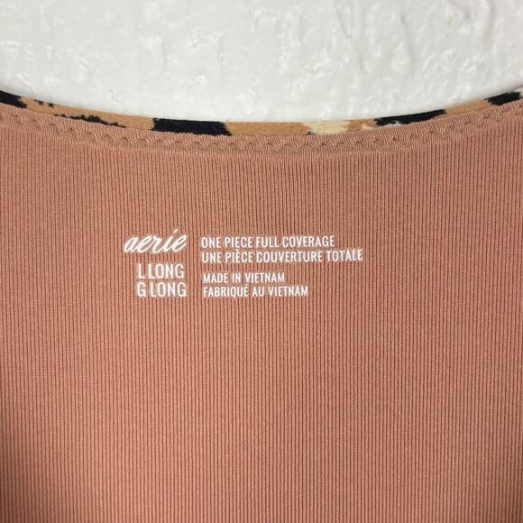 Aerie Leopard Print Wrap One Piece Full Coverage Swimsuit Size Large Long - Picture 5 of 5